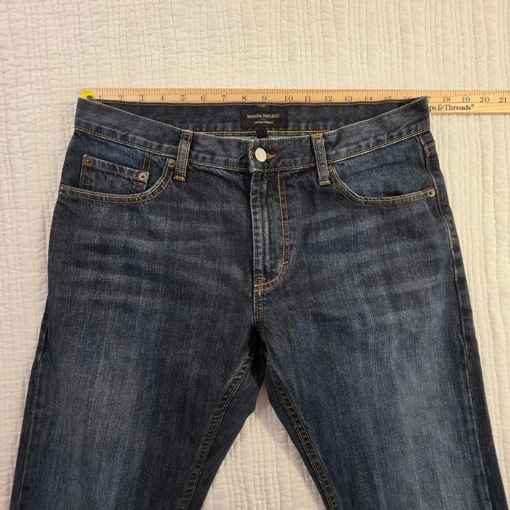 Banana Republic Vintage Straight Mens Jeans Dark Wash Denim 33x30 Blue Cotton